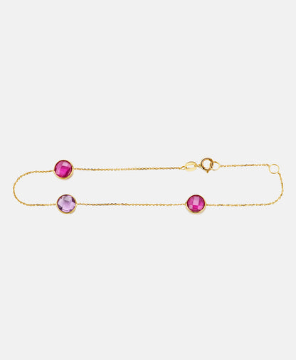 Armband aus 585 Gelbgold mit Rubin
