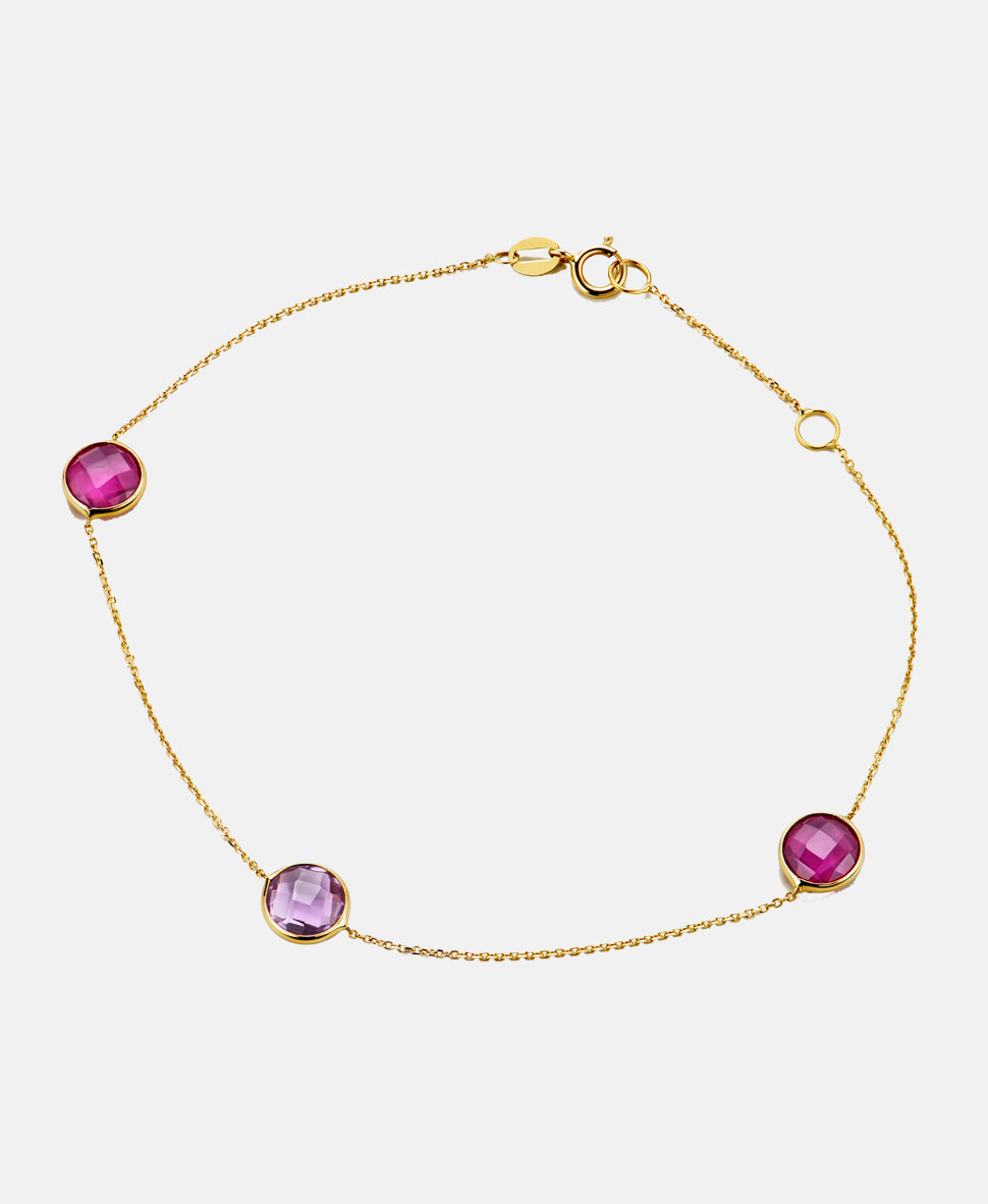 Armband aus 585 Gelbgold mit Rubin