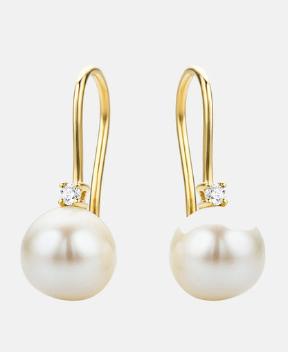 Ohrringe aus 585 Gelbgold mit 0.07 Karat Diamant mit Perle