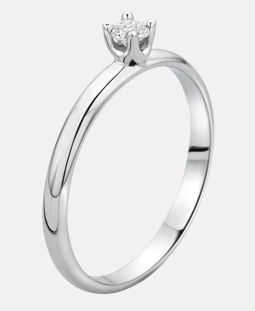 Ring aus 375 Weißgold mit 0.10 Karat Diamant