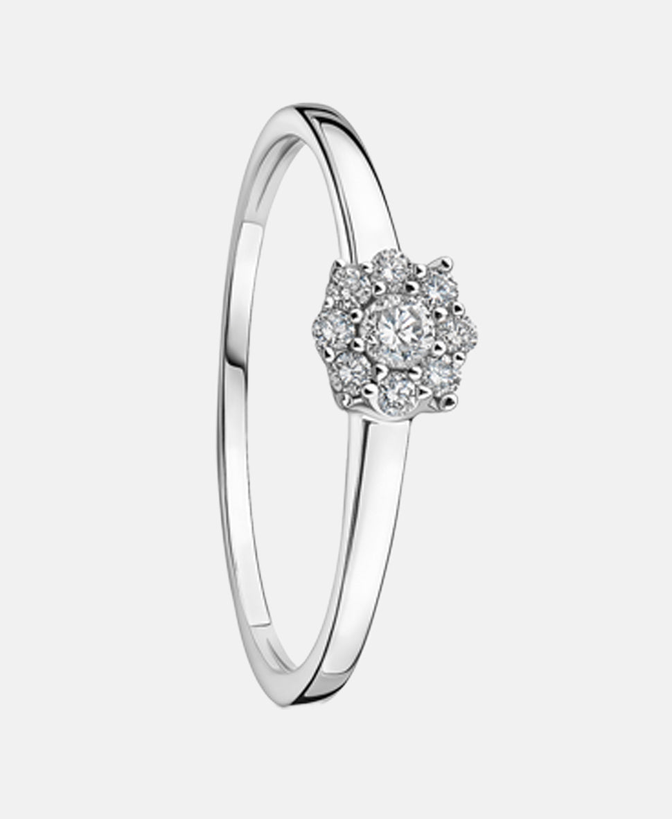 Ring aus 375 Weißgold mit Diamant