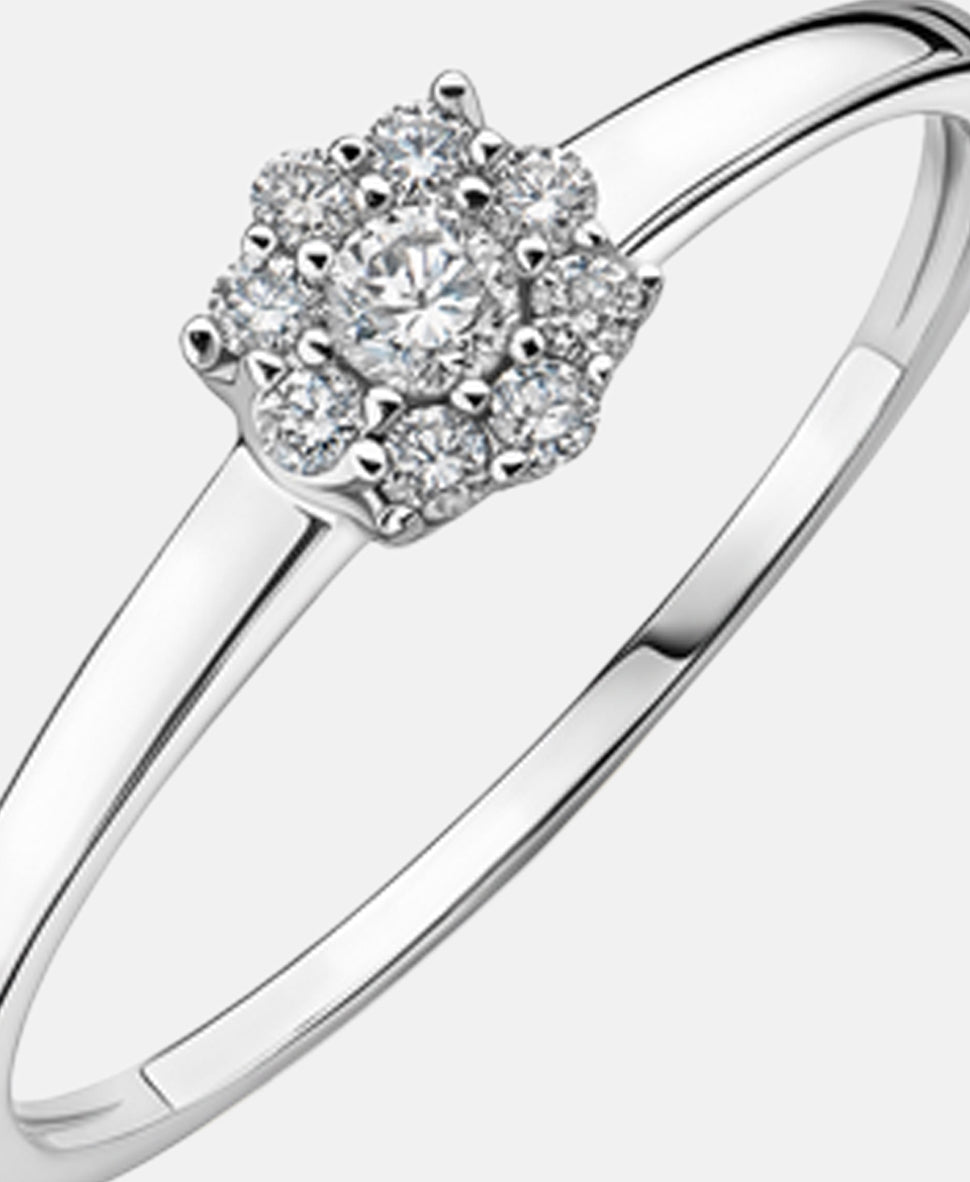 Ring aus 375 Weißgold mit Diamant