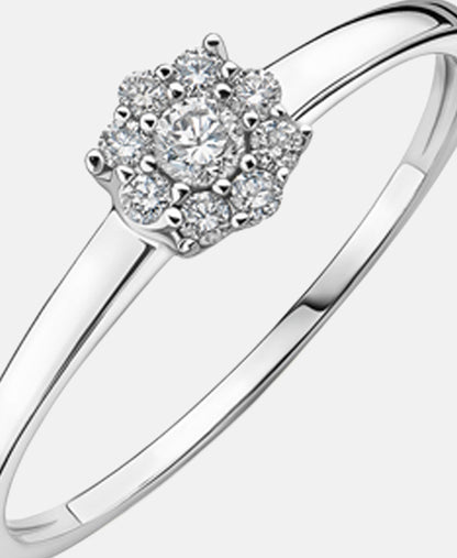 Ring aus 375 Weißgold mit Diamant