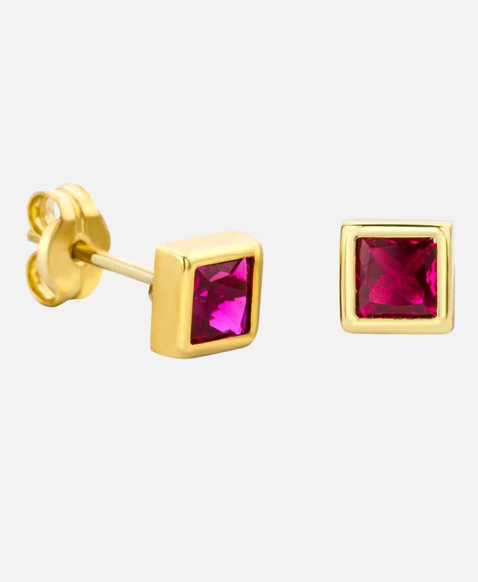 Ohrringe aus 375 Gelbgold mit Rubin