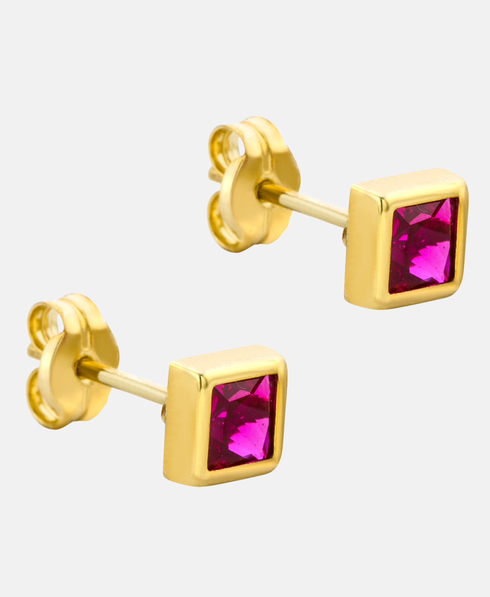 Ohrringe aus 375 Gelbgold mit Rubin