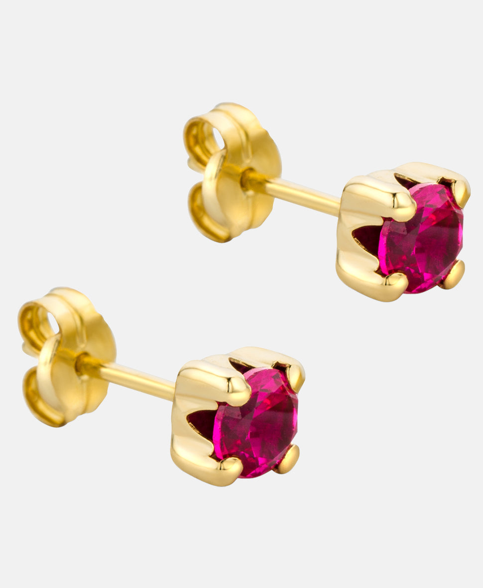 Ohrringe aus 375 Gelbgold mit Rubin