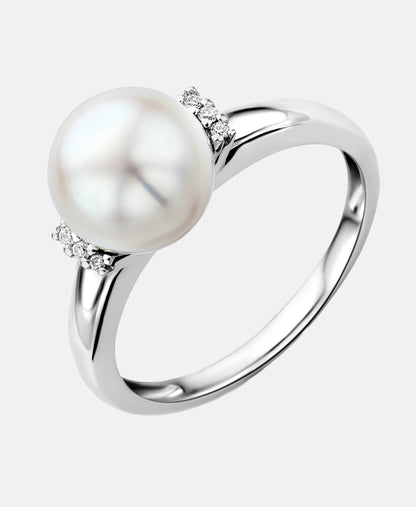 Ring aus 375 Weißgold mit Perle