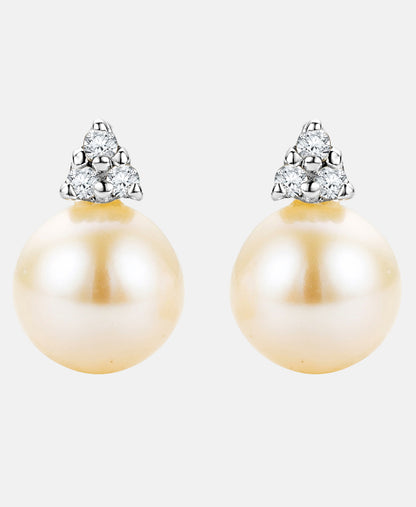 Ohrstecker aus 375 Weißgold mit Diamant mit Perle