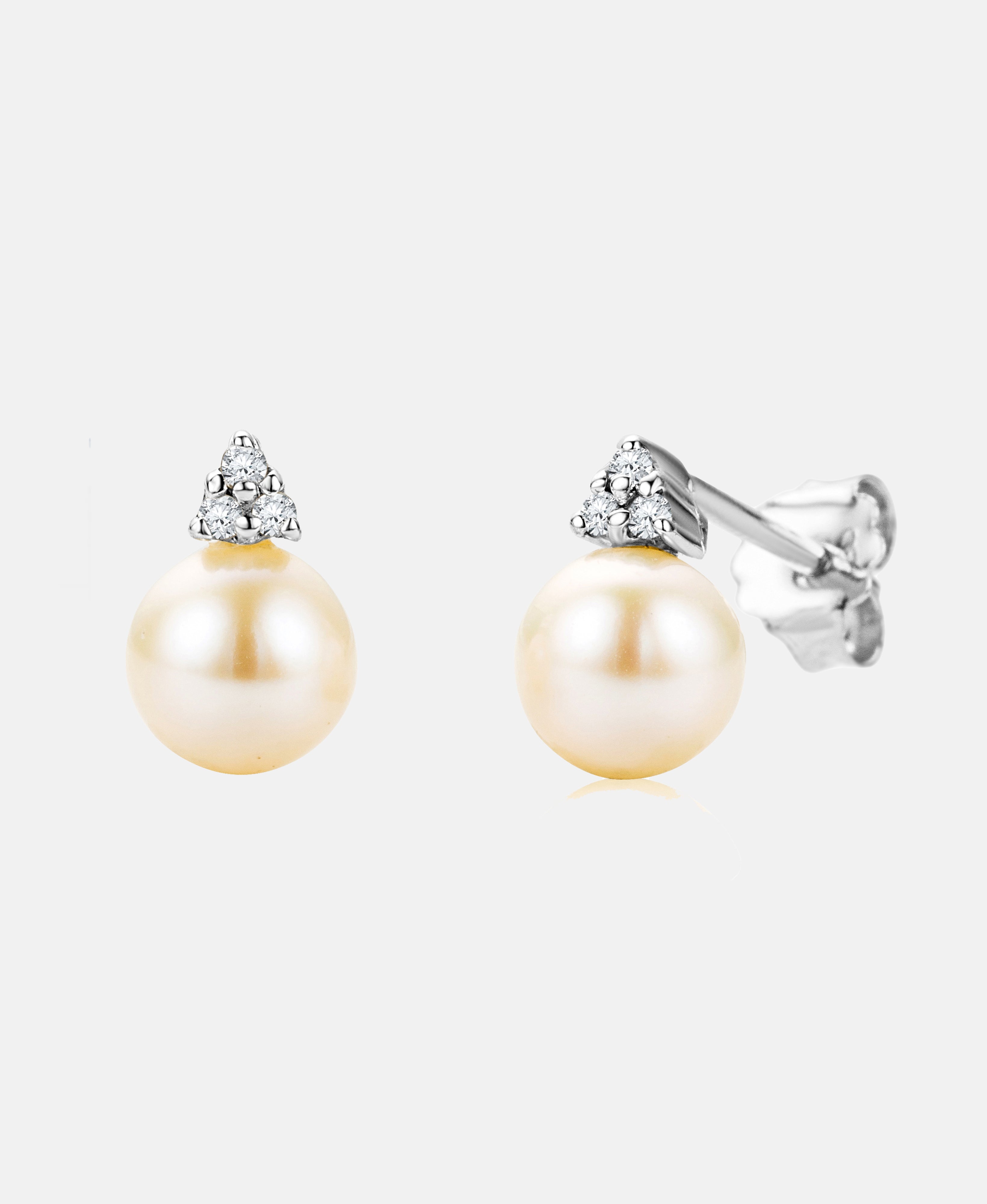 Ohrstecker aus 375 Weißgold mit Diamant mit Perle