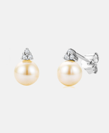 Ohrstecker aus 375 Weißgold mit Diamant mit Perle