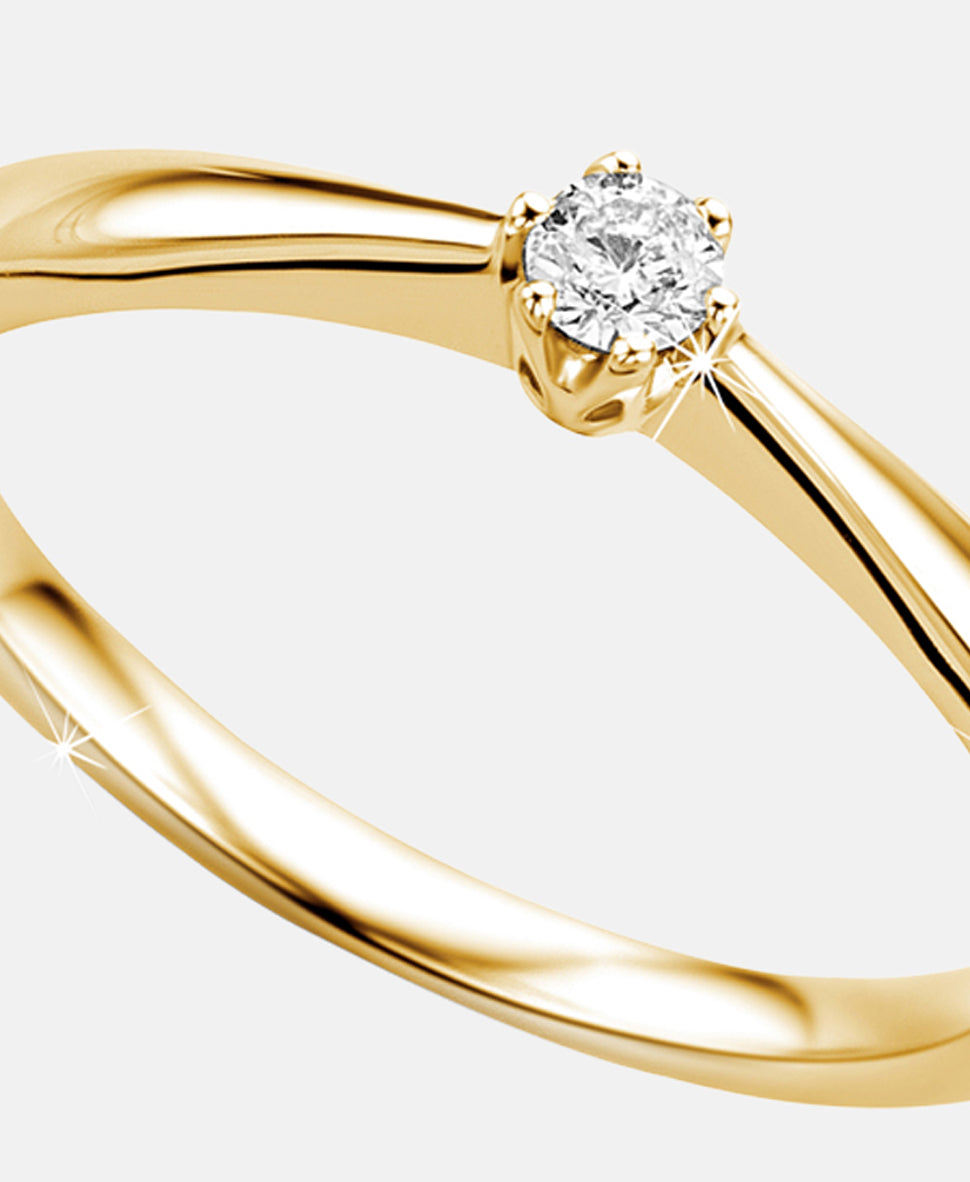 Solitär-Ring aus 375 Gelbgold mit 0.09 Karat Diamant