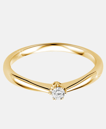 Solitär-Ring aus 375 Gelbgold mit 0.09 Karat Diamant