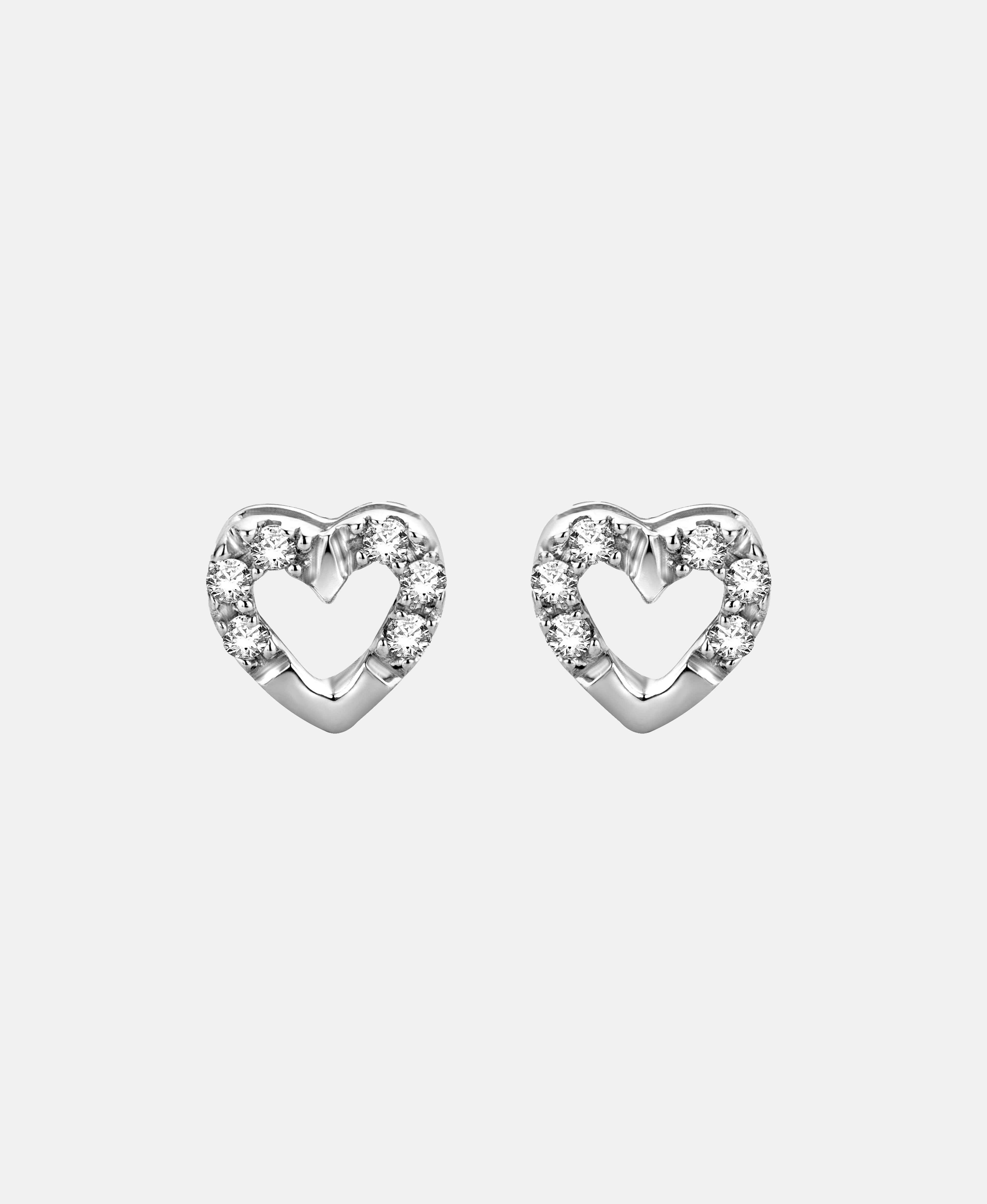 Ohrringe aus 375 Weißgold mit Diamant Herz-Design