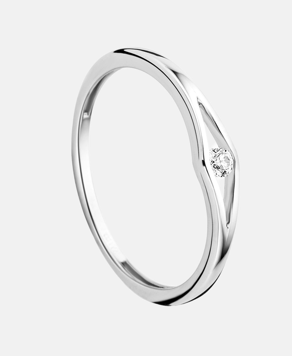 Ring aus 375 Weißgold mit Diamant