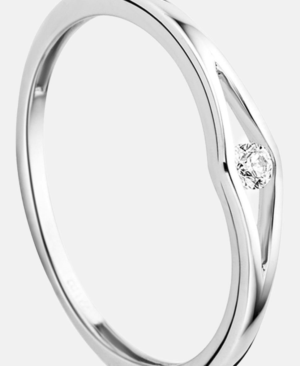 Ring aus 375 Weißgold mit Diamant