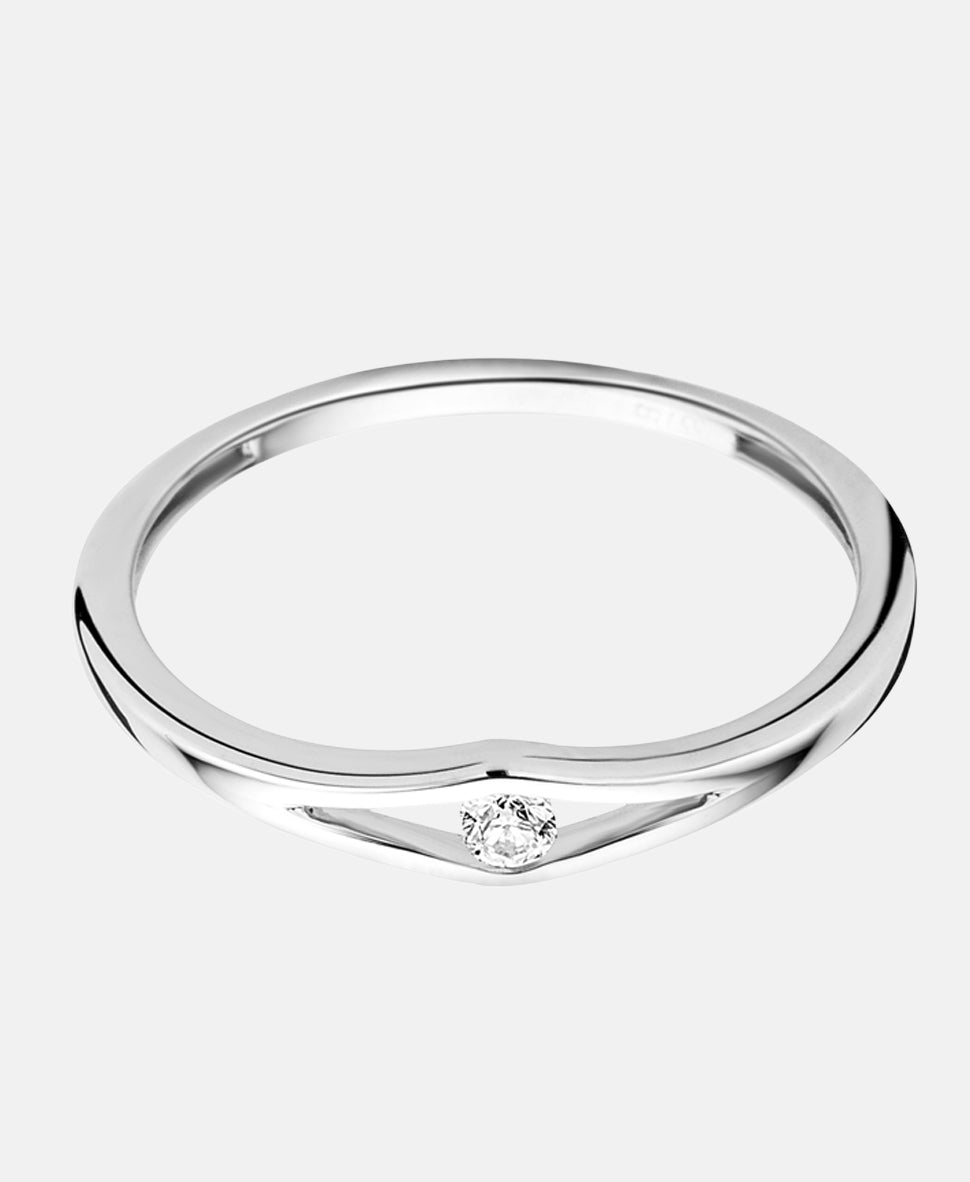 Ring aus 375 Weißgold mit Diamant