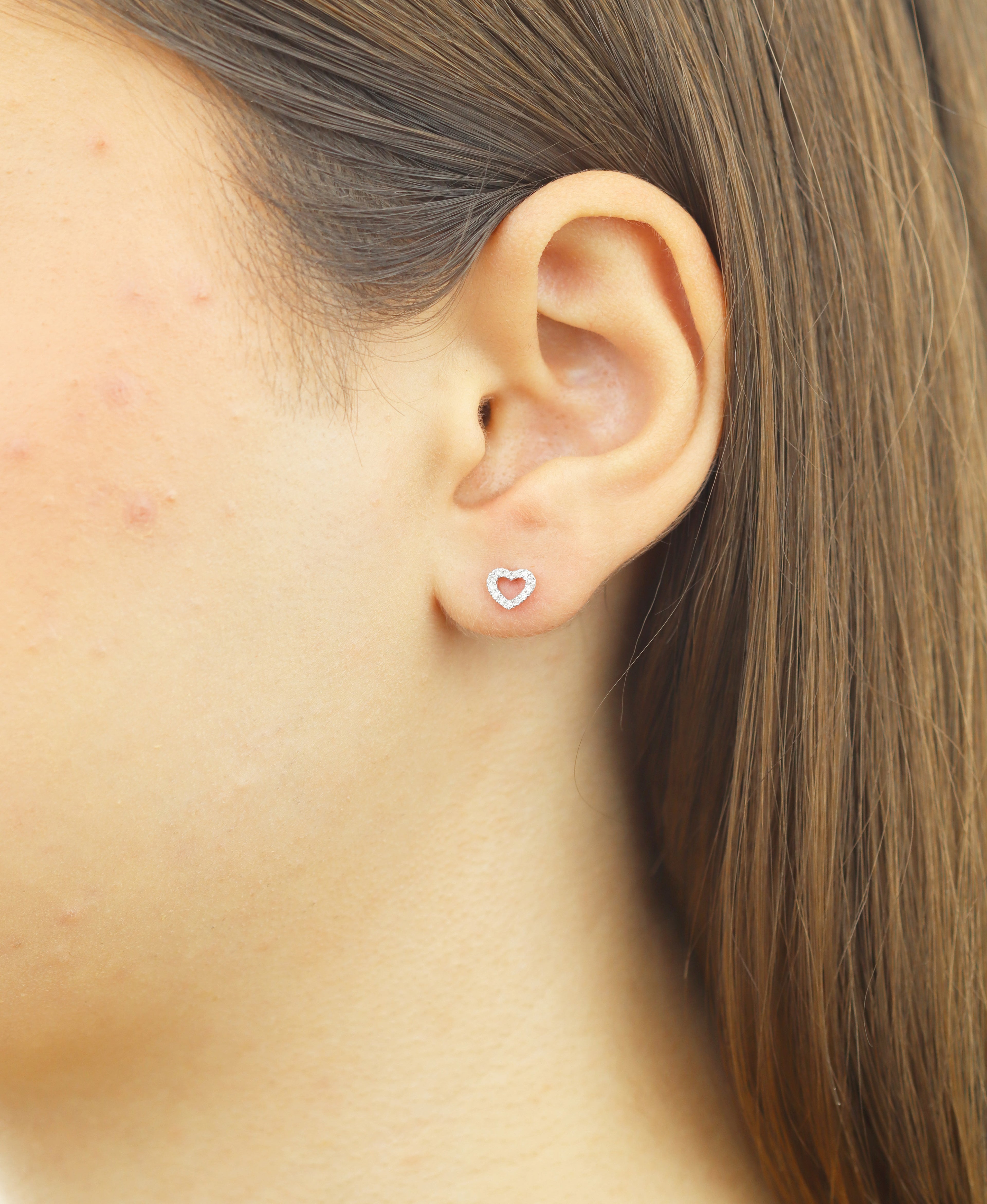 Ohrringe aus 750 Weißgold mit Diamant Herz-Design