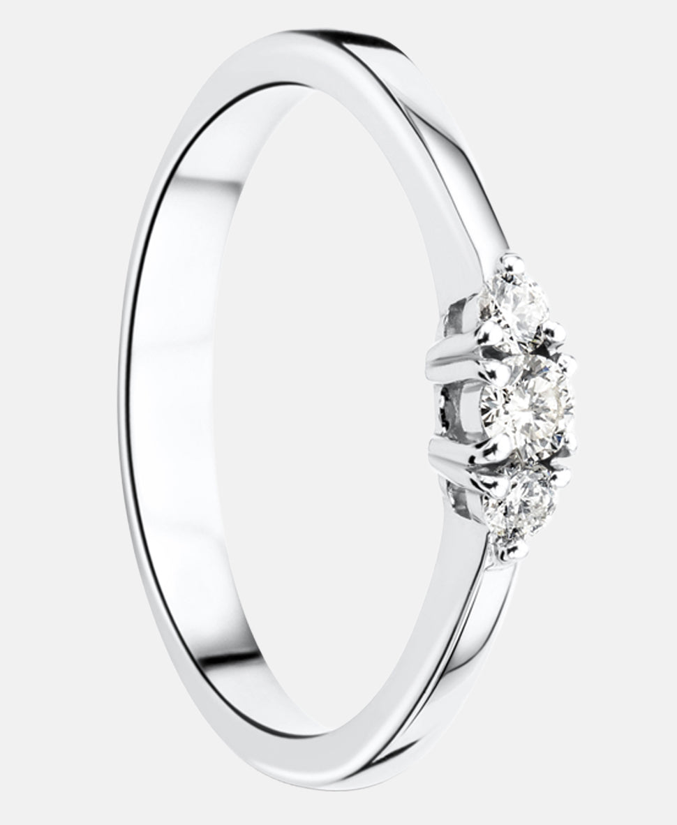 Trilogie-Ring aus 750 Weißgold mit 0.15 Karat Diamant