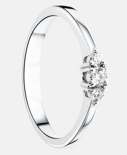 Trilogie-Ring aus 750 Weißgold mit 0.15 Karat Diamant