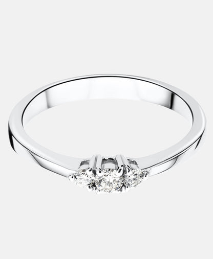 Trilogie-Ring aus 750 Weißgold mit 0.15 Karat Diamant