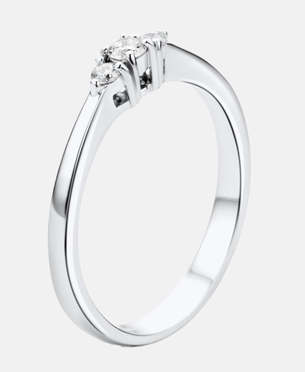 Trilogie-Ring aus 750 Weißgold mit 0.15 Karat Diamant