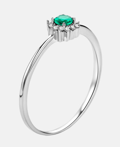 Ring aus 375 Weißgold mit Diamant mit Smaragd