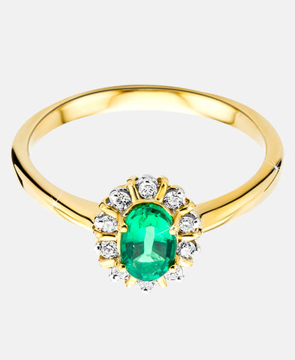 Ring aus 375 Gelbgold mit Smaragd