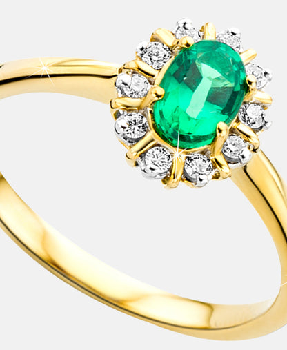 Ring aus 375 Gelbgold mit Smaragd