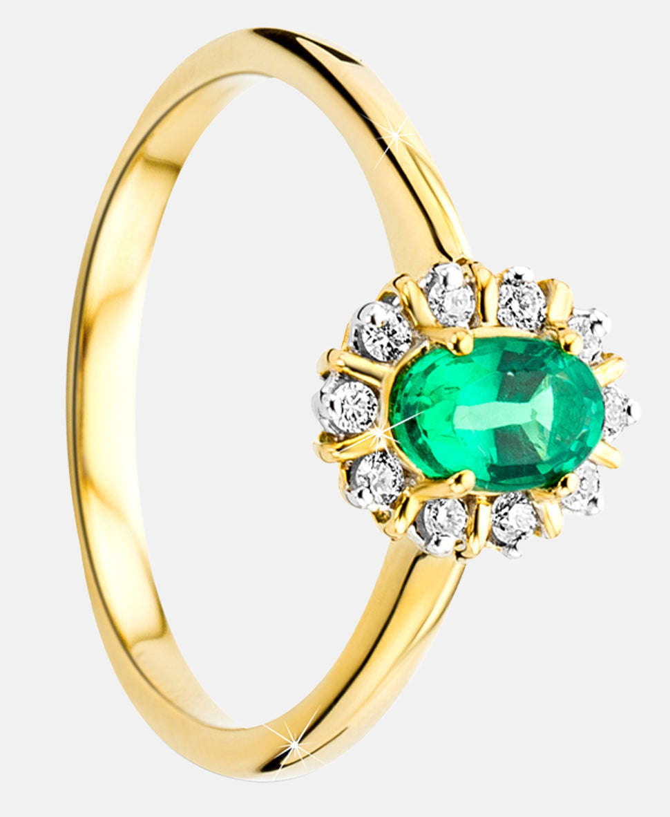Ring aus 375 Gelbgold mit Smaragd