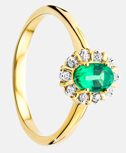 Ring aus 375 Gelbgold mit Smaragd