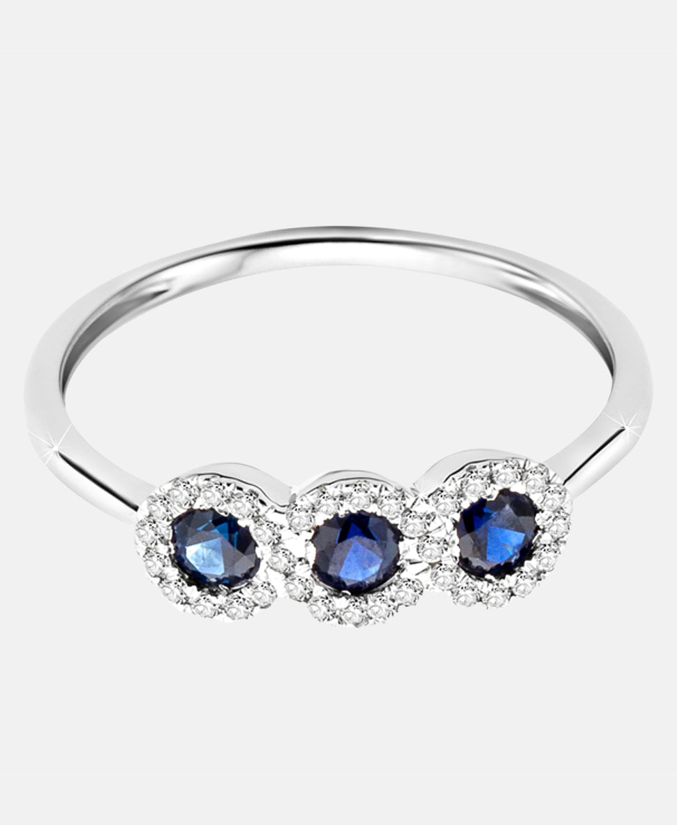 Ring aus 375 Weißgold mit Diamant mit Saphir