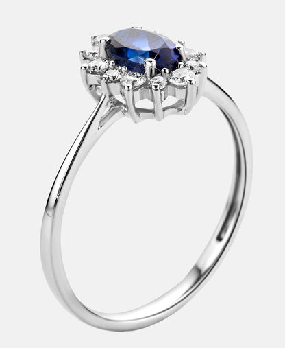 Ring aus 375 Weißgold mit Diamant mit Saphir