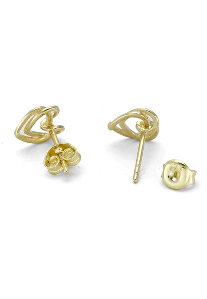 9K Yellow and White Gold Heart Stud Earrings