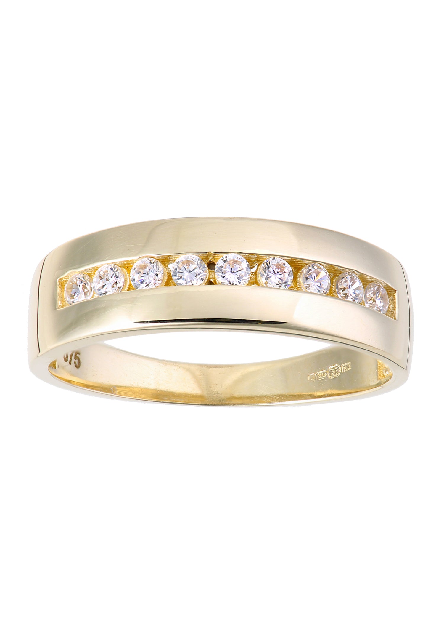 9 ct Yellow Gold Wedding Band with Set CZ Stones