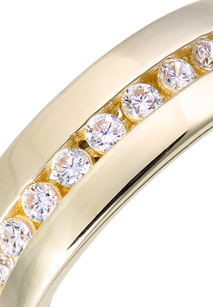 9 ct Yellow Gold Wedding Band with Set CZ Stones