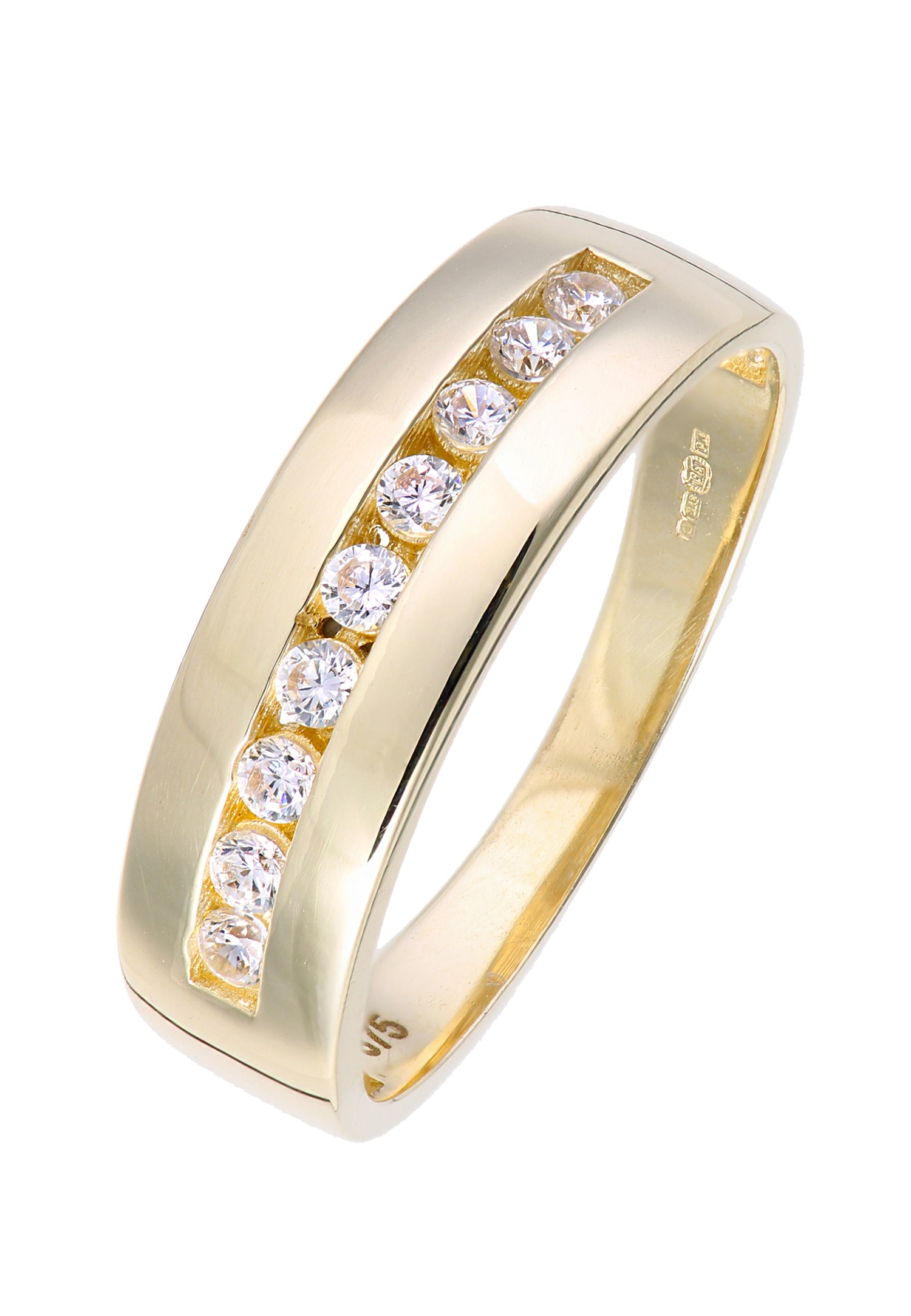 9 ct Yellow Gold Wedding Band with Set CZ Stones