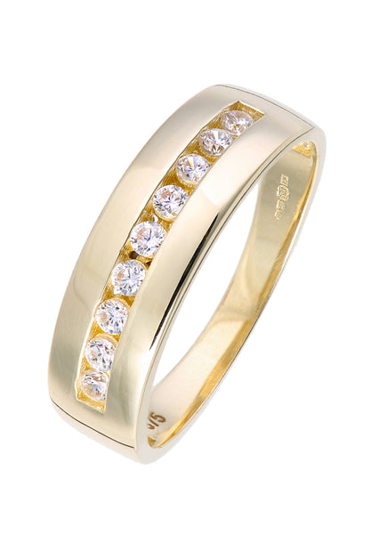 9 ct Yellow Gold Wedding Band with Set CZ Stones