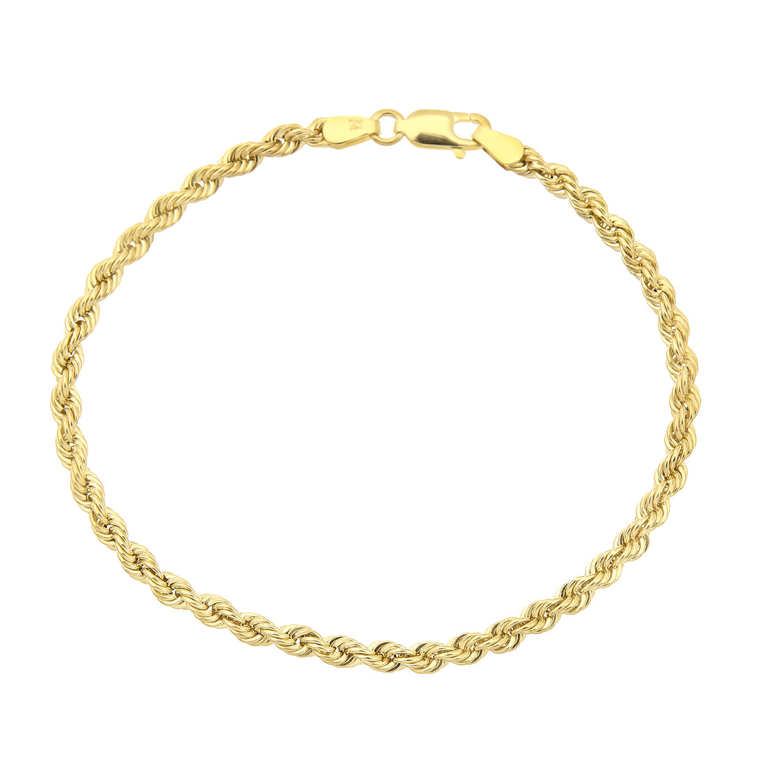 9ct Yellow Gold Rope Bracelet of 7.5 Inch/19cm Length