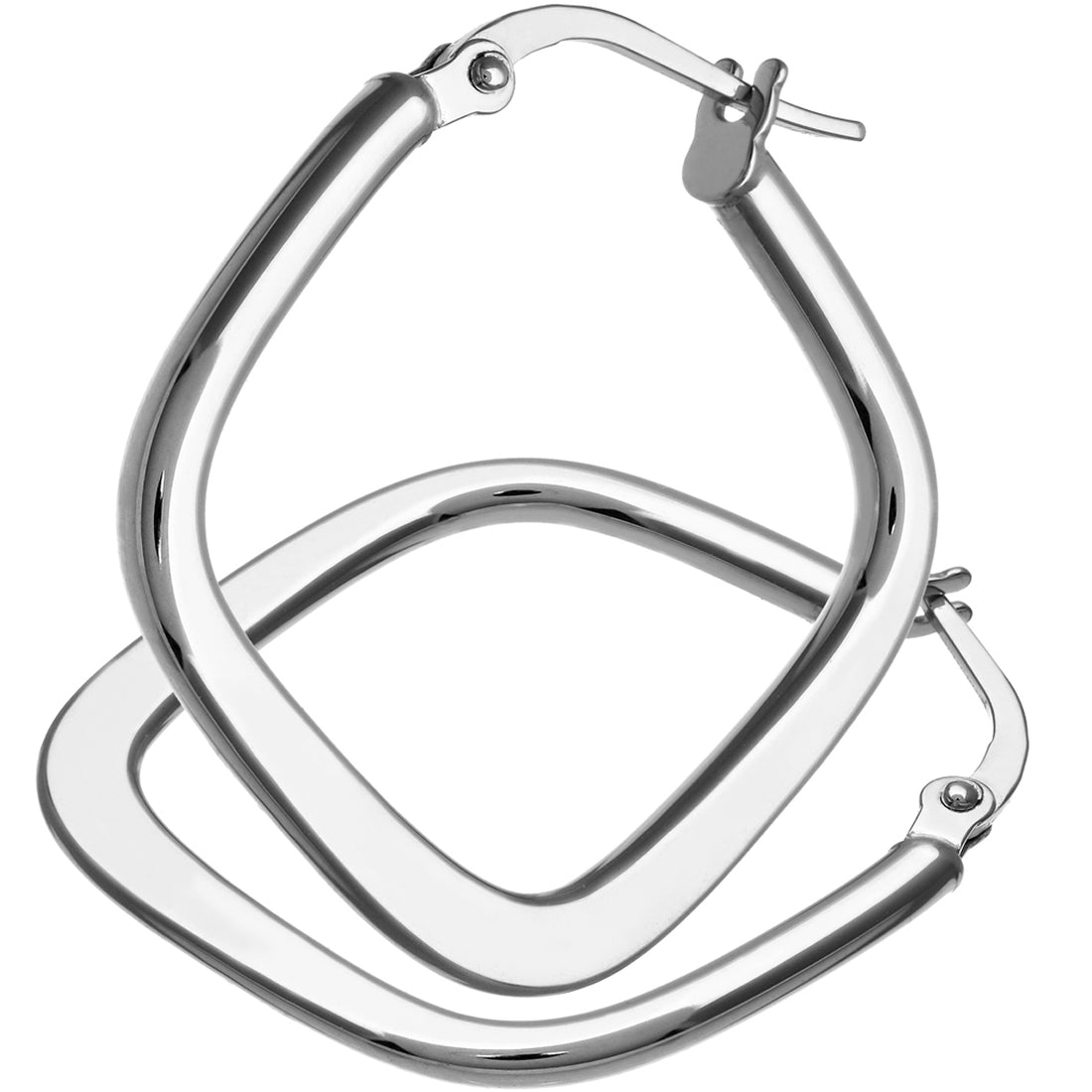 9ct White Gold Tapered Square Hoop Earrings