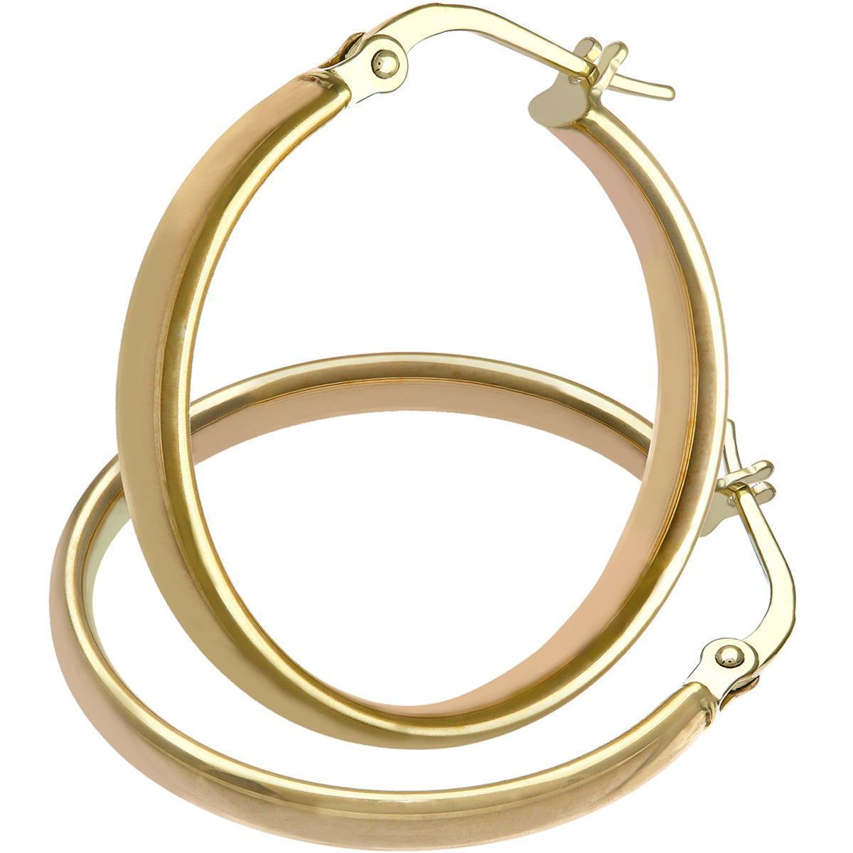 9ct Yellow Gold Dome Tube Fine Hoop Earrings of 20mm Diameter