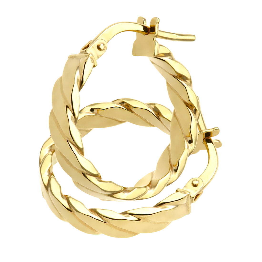 9ct Yellow Gold Flat Striped Design Hoop Earrings