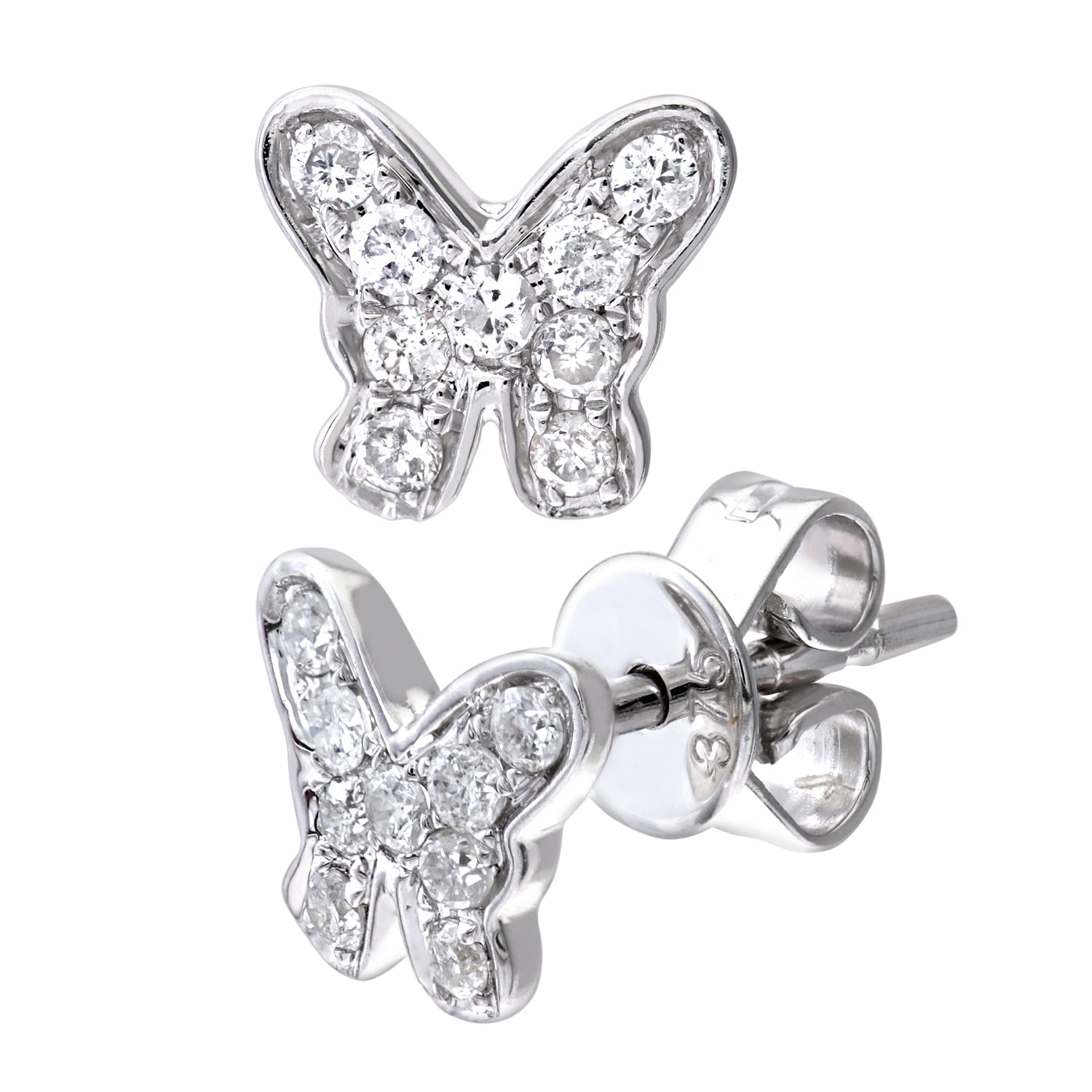 9ct White Gold 0.15ct Diamond Butterfly Stud Earrings