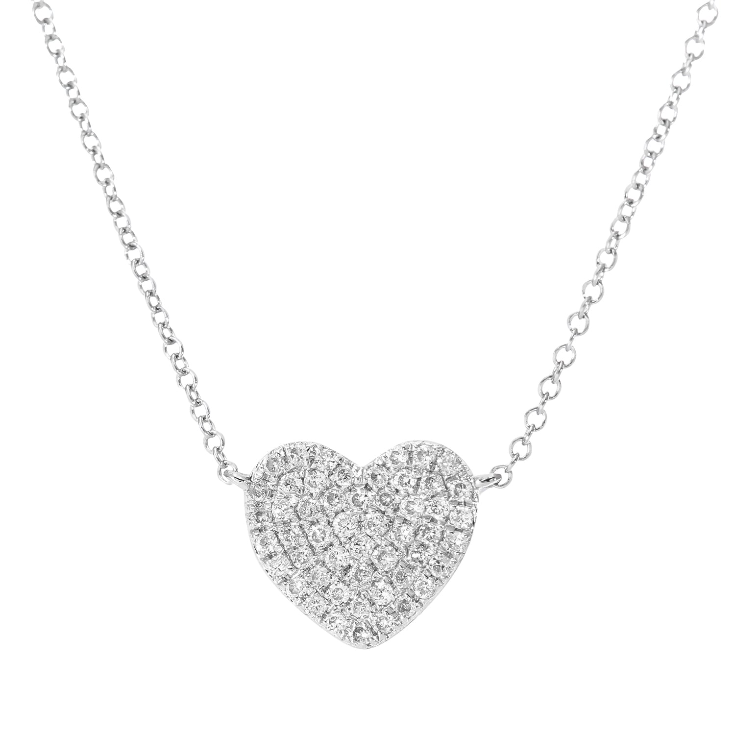 9ct White Gold 0.15ct Pave Set Diamond Heart Pendant Necklace of Length 41cm