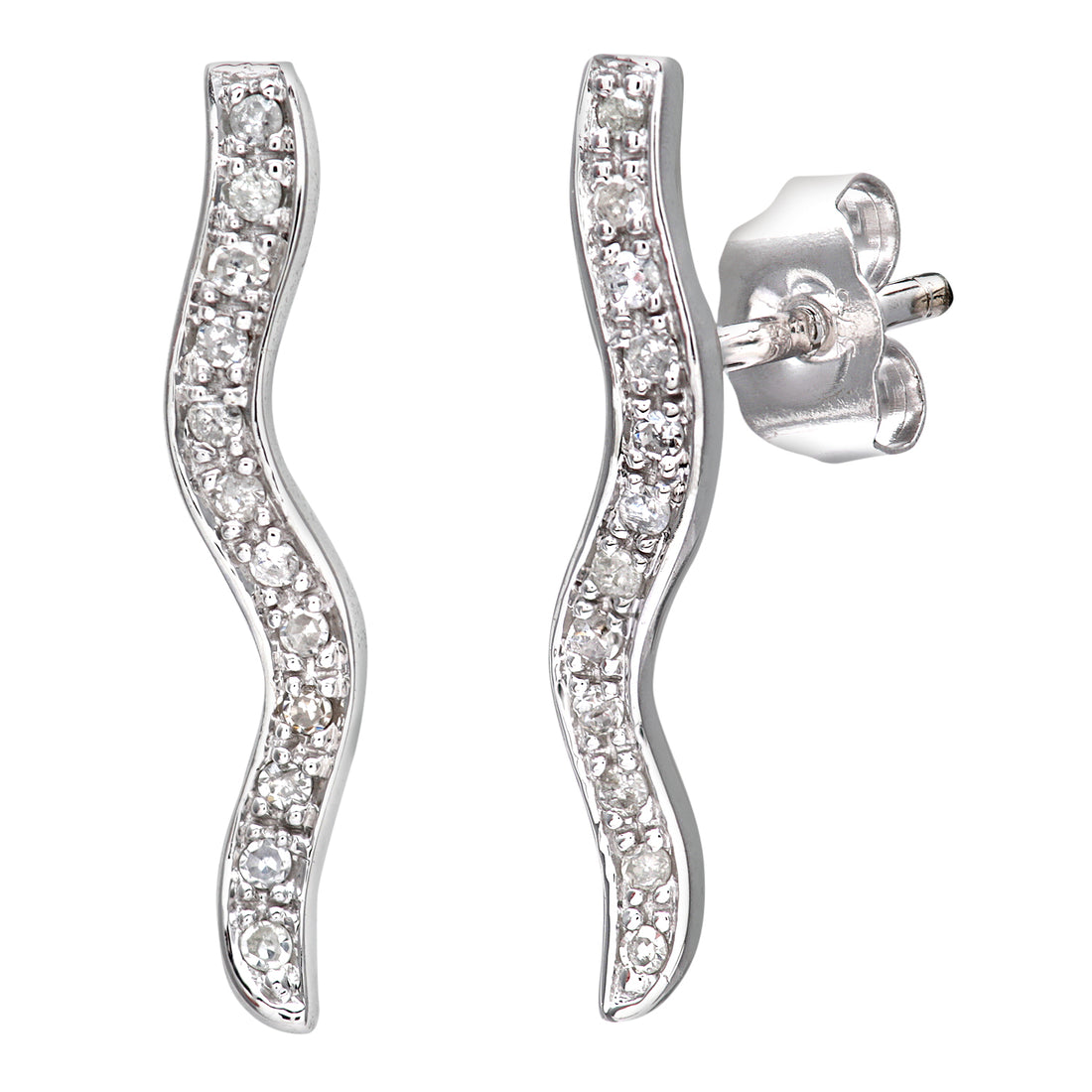 Ladies 9ct White Gold Diamond Drop Earrings