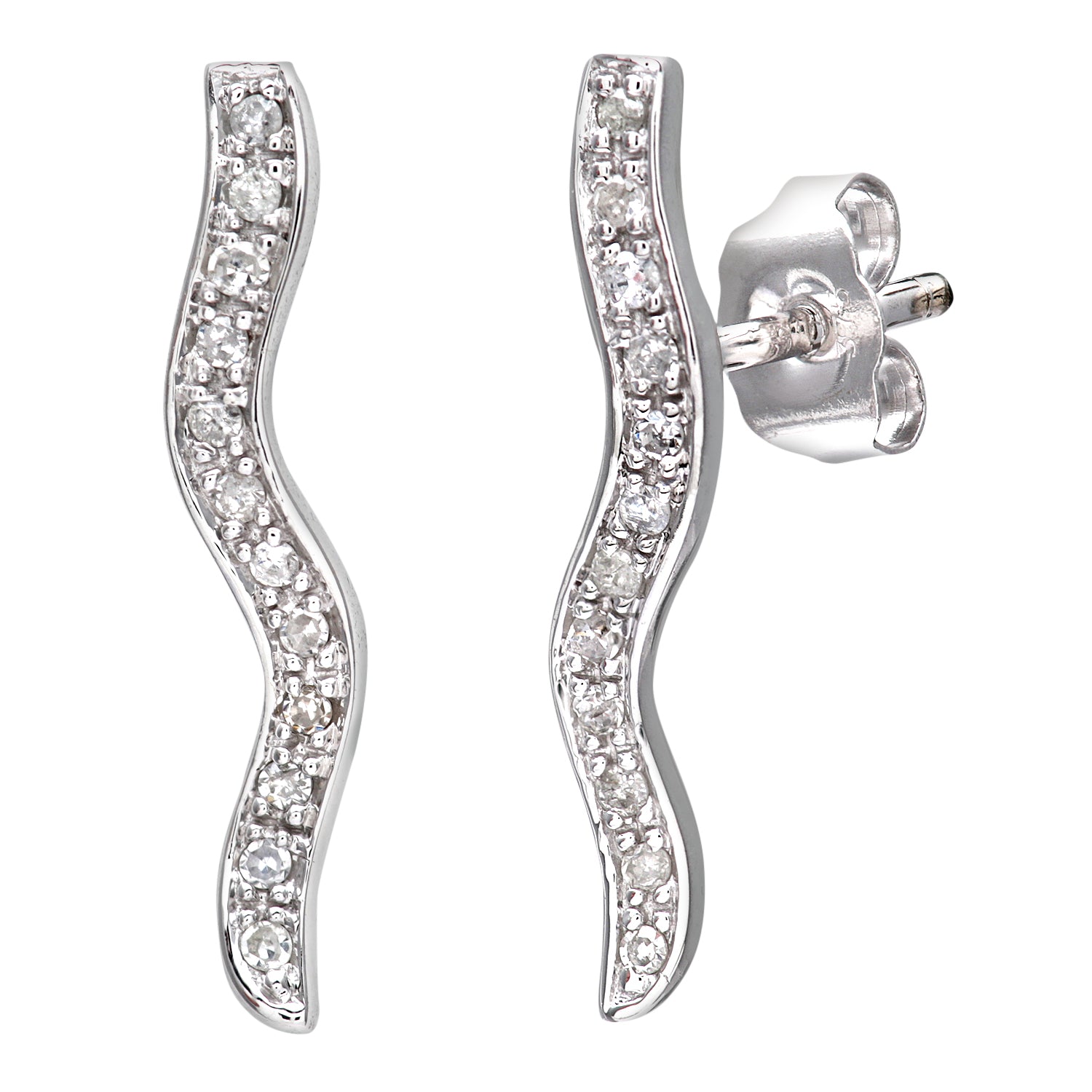 Ladies 9ct White Gold Diamond Drop Earrings