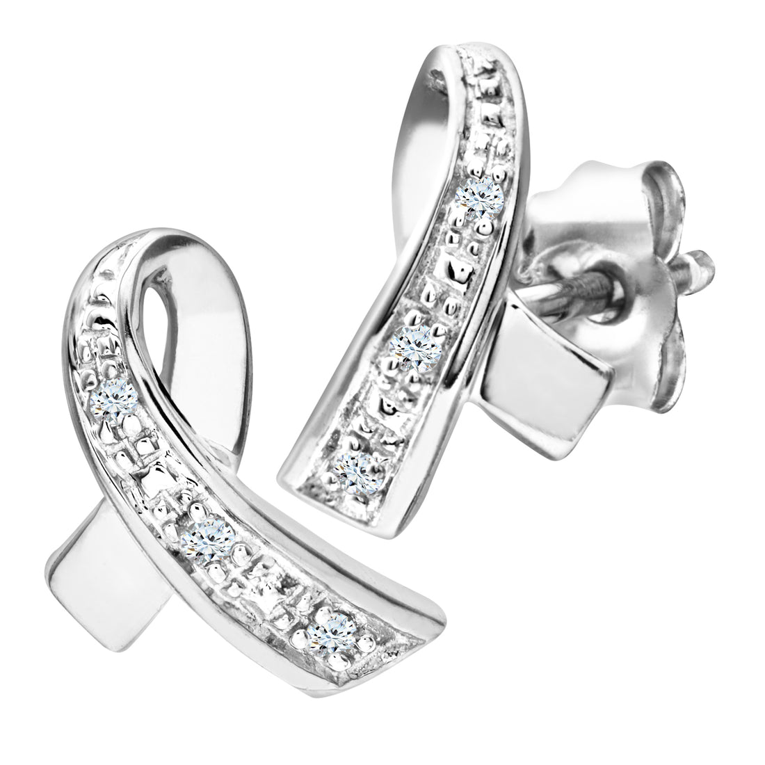 9ct White Gold Diamond Kiss Earrings