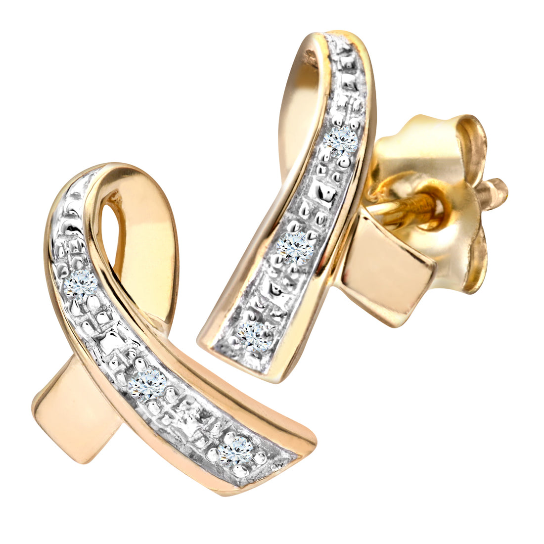 9ct Yellow Gold Diamond Kiss Earrings
