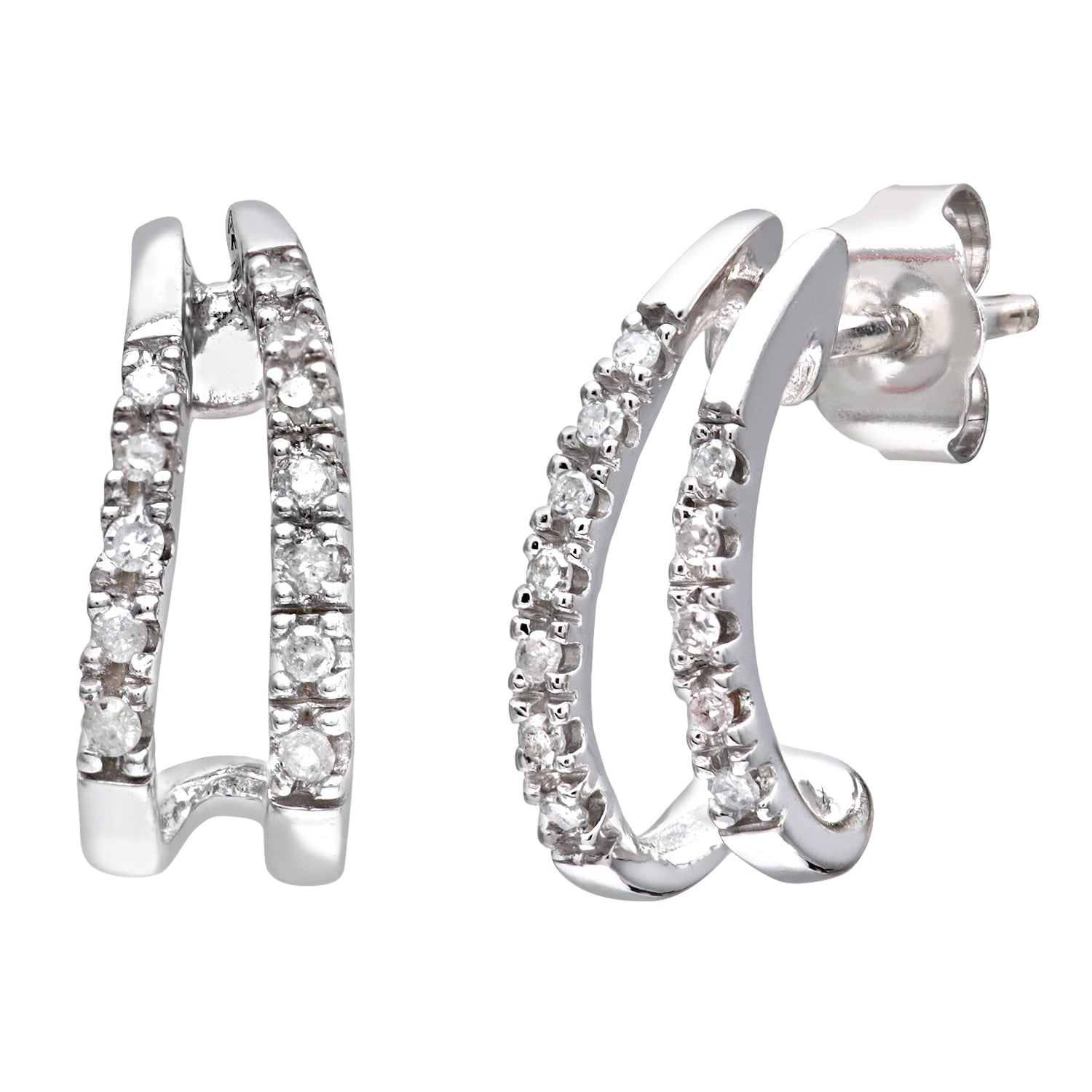 Ladies 9ct White Gold Diamond Huggy Earrings