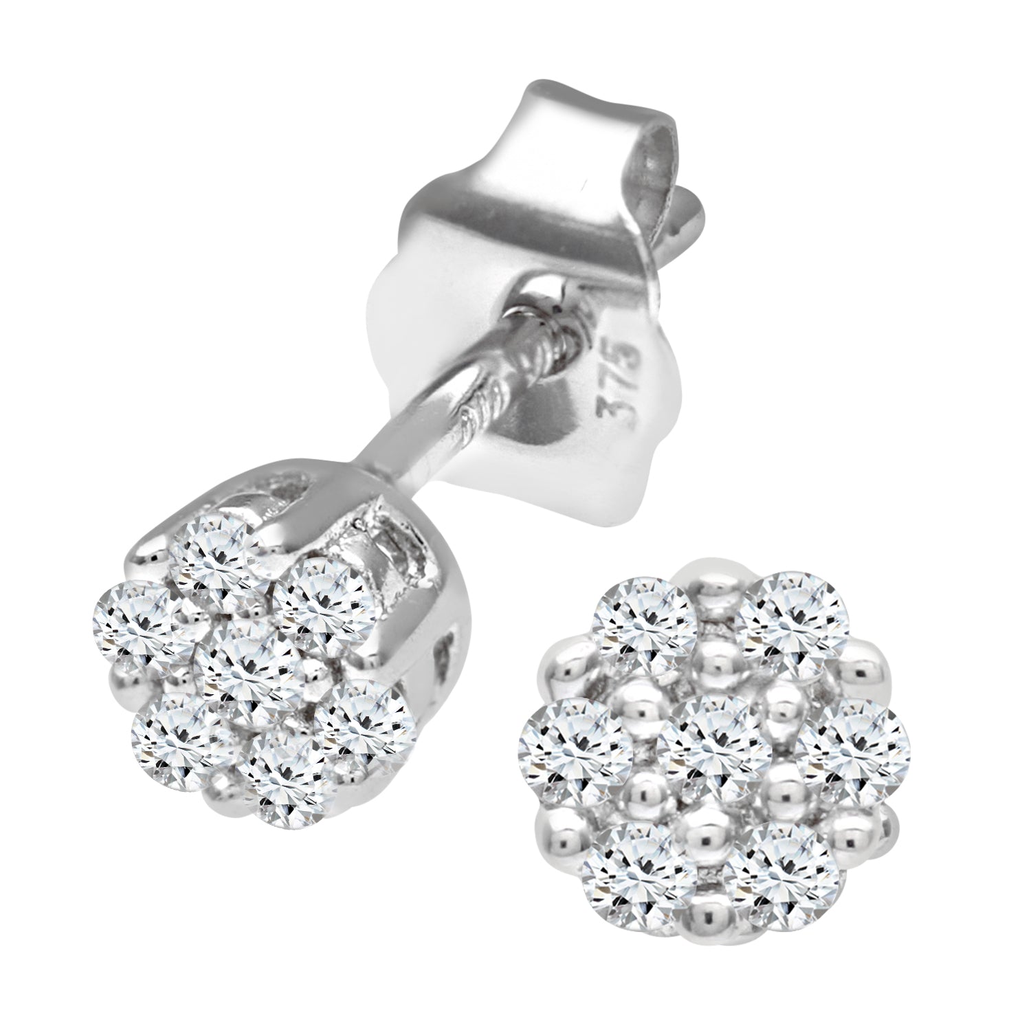 9ct White Gold Ladies 10pt Diamond Earrings