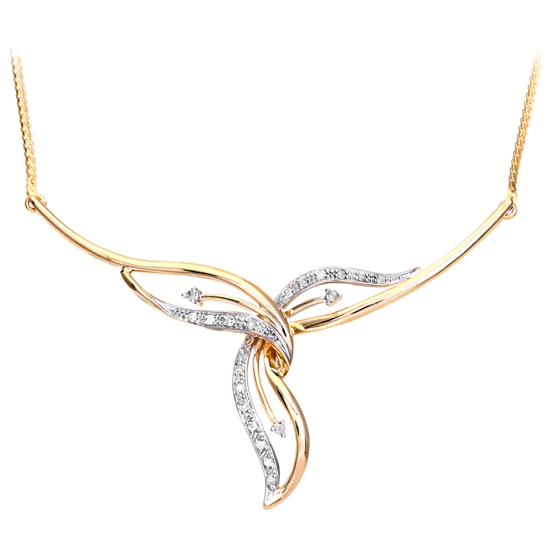9ct Yellow Gold Ladies Diamond Necklace